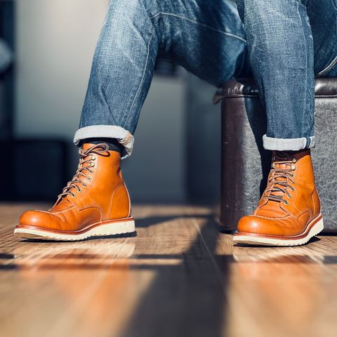 View photo of Grant Stone Brass Boot in Badalassi Carlo Saddle Tan Minerva