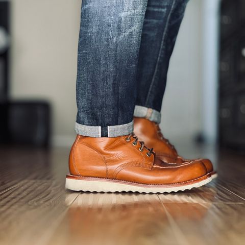 View photo of Grant Stone Brass Boot in Badalassi Carlo Saddle Tan Minerva