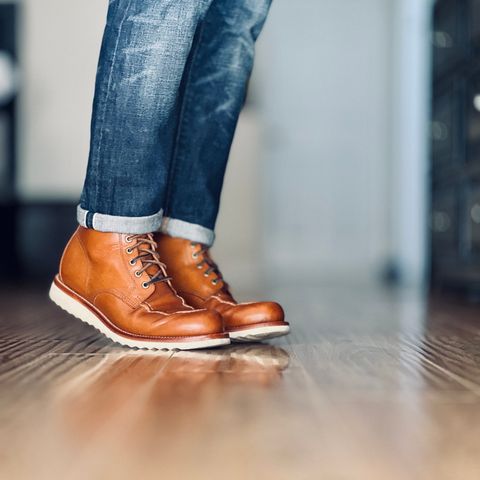 View photo of Grant Stone Brass Boot in Badalassi Carlo Saddle Tan Minerva