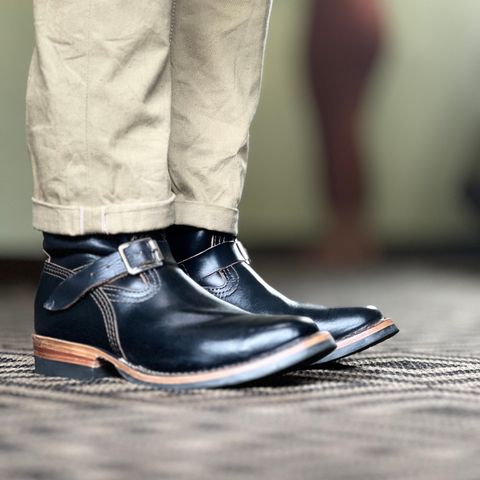 View photo of Wesco Mister Lou in Horween Black Chromexcel Horsehide