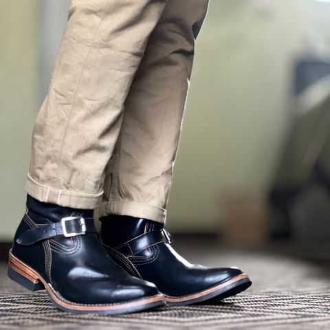 View photo of Wesco Mister Lou in Horween Black Chromexcel Horsehide