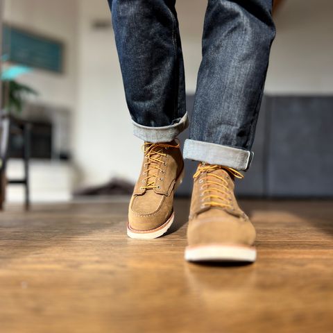 View photo of Red Wing 6-Inch Classic Moc in S.B. Foot Olive Mohave Roughout