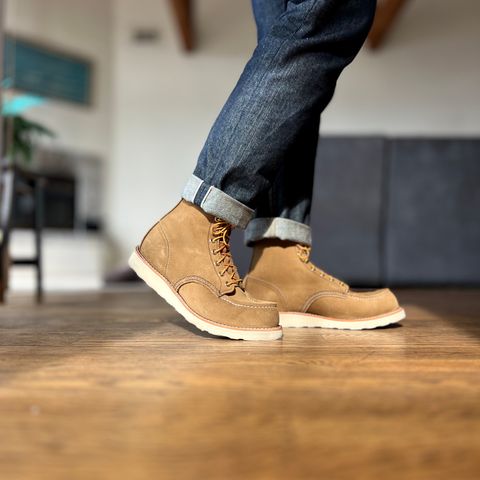 View photo of Red Wing 6-Inch Classic Moc in S.B. Foot Olive Mohave Roughout