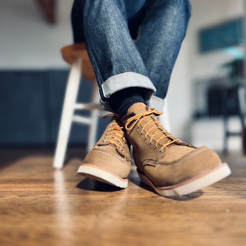 View photo of Red Wing 6-Inch Classic Moc in S.B. Foot Olive Mohave Roughout