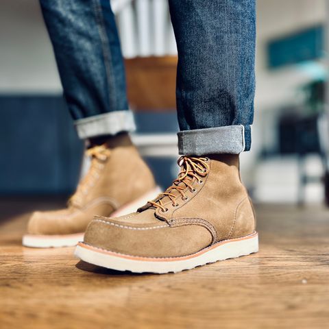 View photo of Red Wing 6-Inch Classic Moc in S.B. Foot Olive Mohave Roughout