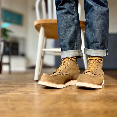 View photo of Red Wing 6-Inch Classic Moc in S.B. Foot Olive Mohave Roughout