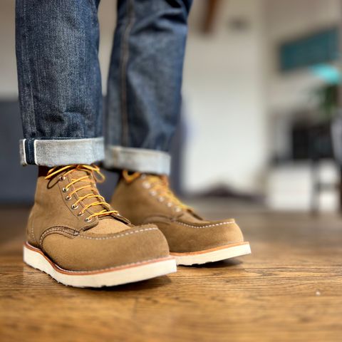 View photo of Red Wing 6-Inch Classic Moc in S.B. Foot Olive Mohave Roughout