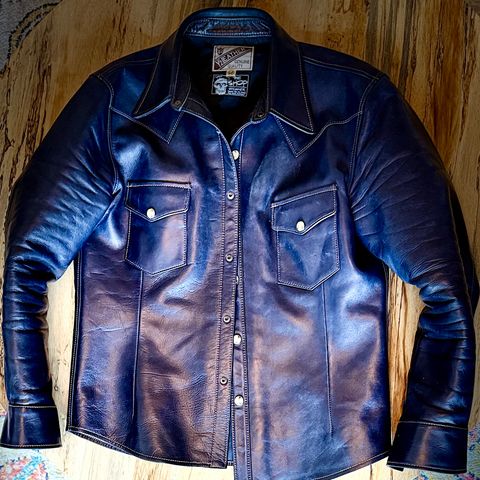 Y'2 Leather The Shop Vancouver Pablo Indigo Horse Hide Western Shirt in Indigo Horsehide