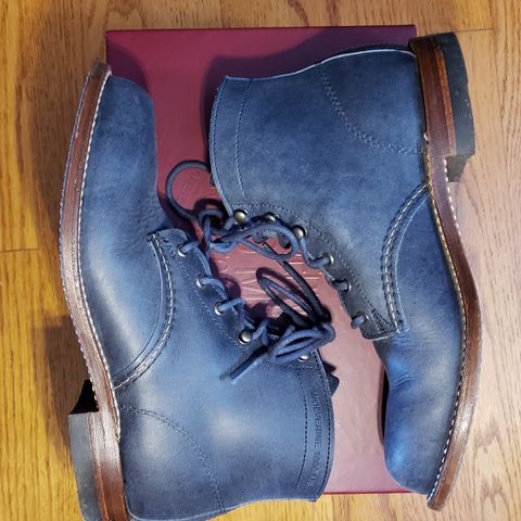 Wolverine 1000 Mile Plain-Toe Boot in Horween Navy Olive Tan