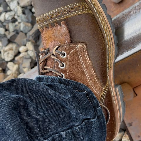 Baker’s Custom White’s Bounty Hunters Bounty Hunters in Horween Cinnamon Waxed Flesh & Seidel Brown Oil Tan Roughout & Horween Olive Waxed Flesh