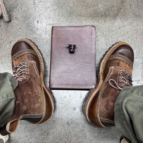 Baker’s Custom White’s Bounty Hunters Bounty Hunters in Horween Cinnamon Waxed Flesh & Seidel Brown Oil Tan Roughout & Horween Olive Waxed Flesh