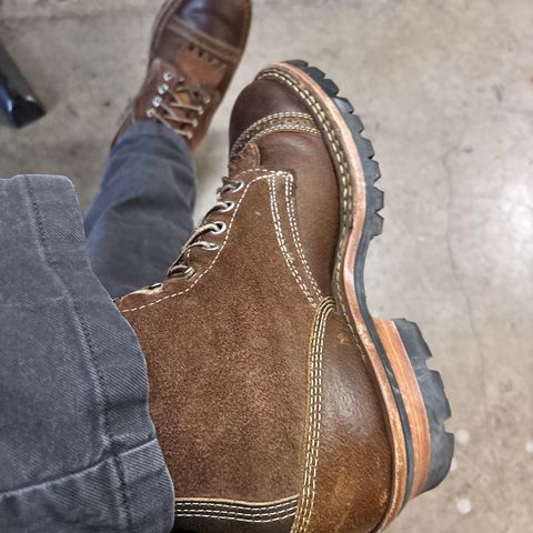 Baker’s Custom White’s Bounty Hunters Bounty Hunters in Horween Cinnamon Waxed Flesh & Seidel Brown Oil Tan Roughout & Horween Olive Waxed Flesh