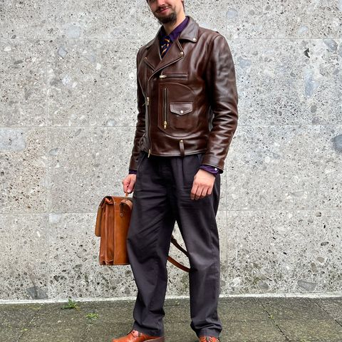 View photo of Rugged West Rugged Rider in Two Tone Brown Steerhide & Black Cotton Liner