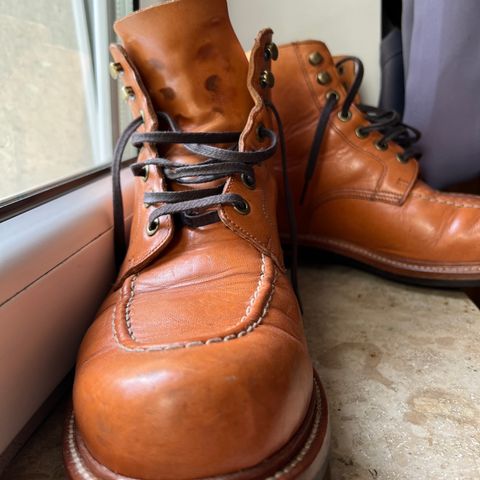 View photo of Grant Stone Brass Boot in Horween Tan Essex