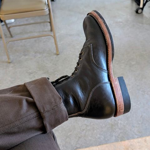 Jakkrabbits Officer Boots in Natural Hand Dyed Black (Veg Tanned)