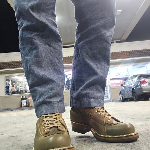 Quan Shoemaker Logger in Olive Teacore Cowhide & Horween Natural Chromexcel
