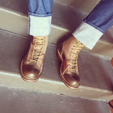 Quan Shoemaker Logger in Olive Teacore Cowhide & Horween Natural Chromexcel