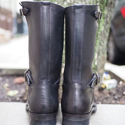 Motor Engineer Boots in Black Hand-Dyed Italian Horsebutt