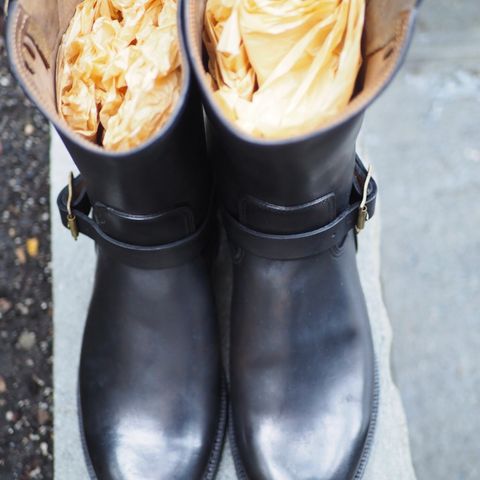 Motor Engineer Boots in Black Hand-Dyed Italian Horsebutt