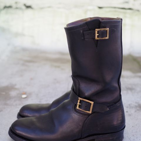 Motor Engineer Boots in Black Hand-Dyed Italian Horsebutt