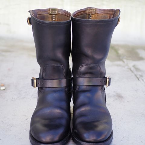 Motor Engineer Boots in Black Hand-Dyed Italian Horsebutt