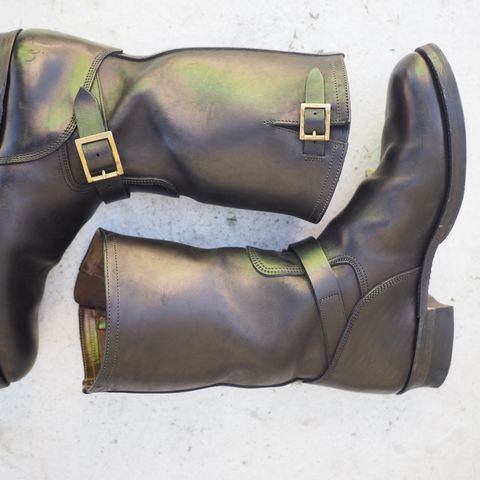 Motor Engineer Boots in Black Hand-Dyed Italian Horsebutt