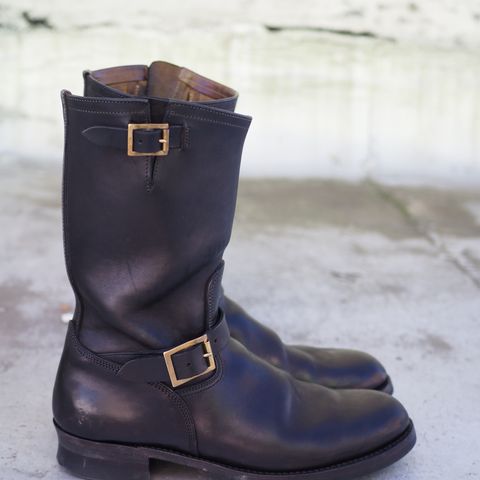 Motor Engineer Boots in Black Hand-Dyed Italian Horsebutt