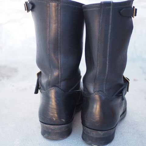 Motor Engineer Boots in Black Hand-Dyed Italian Horsebutt