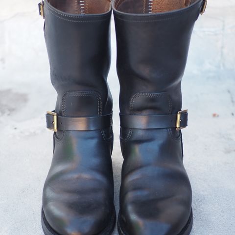Motor Engineer Boots in Black Hand-Dyed Italian Horsebutt