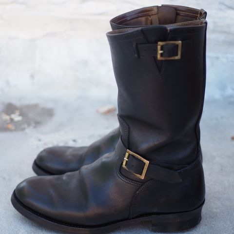 Motor Engineer Boots in Black Hand-Dyed Italian Horsebutt