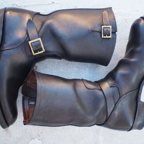 Motor Engineer Boots in Black Hand-Dyed Italian Horsebutt