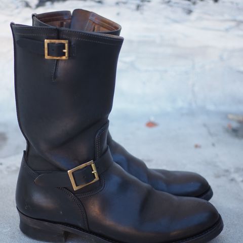 Motor Engineer Boots in Black Hand-Dyed Italian Horsebutt