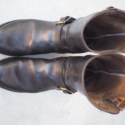 Motor Engineer Boots in Black Hand-Dyed Italian Horsebutt