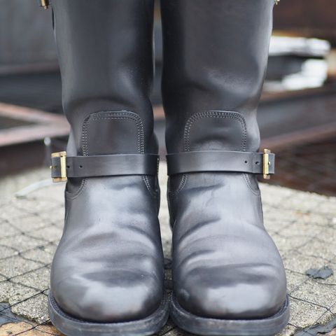 Motor Engineer Boots in Black Hand-Dyed Italian Horsebutt