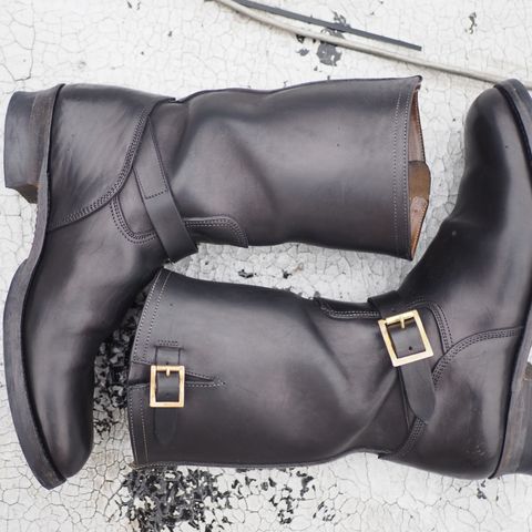 Motor Engineer Boots in Black Hand-Dyed Italian Horsebutt