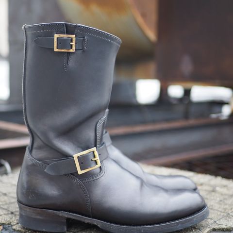 Motor Engineer Boots in Black Hand-Dyed Italian Horsebutt