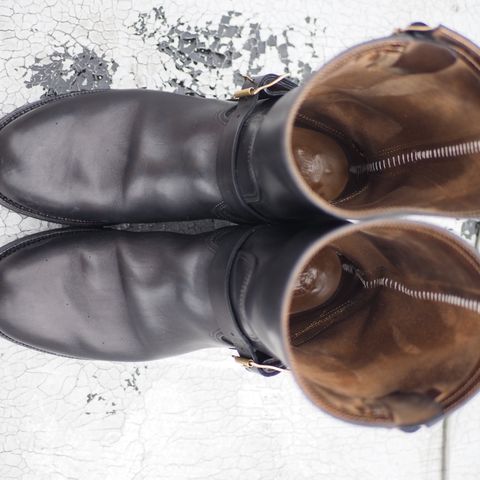 Motor Engineer Boots in Black Hand-Dyed Italian Horsebutt