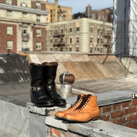 Motor Engineer Boots in Black Hand-Dyed Italian Horsebutt