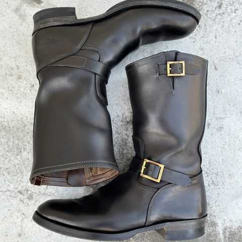 Motor Engineer Boots in Black Hand-Dyed Italian Horsebutt
