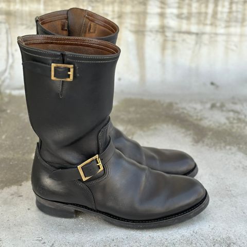 Motor Engineer Boots in Black Hand-Dyed Italian Horsebutt