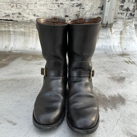 Motor Engineer Boots in Black Hand-Dyed Italian Horsebutt