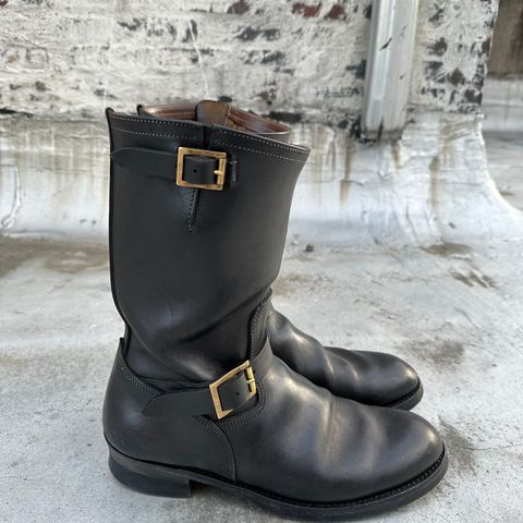 Motor Engineer Boots in Black Hand-Dyed Italian Horsebutt