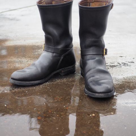 Motor Engineer Boots in Black Hand-Dyed Italian Horsebutt