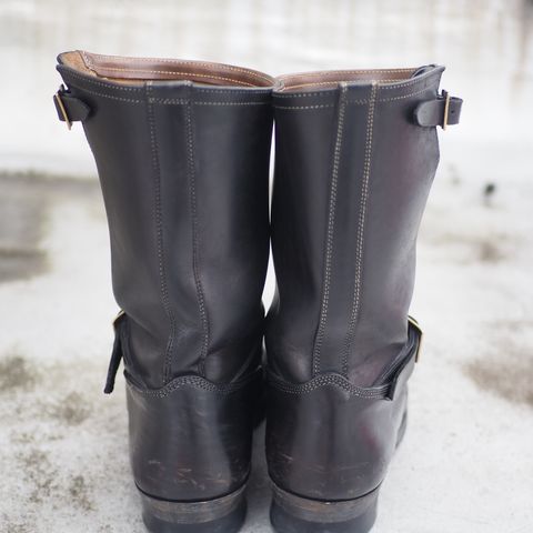 Motor Engineer Boots in Black Hand-Dyed Italian Horsebutt