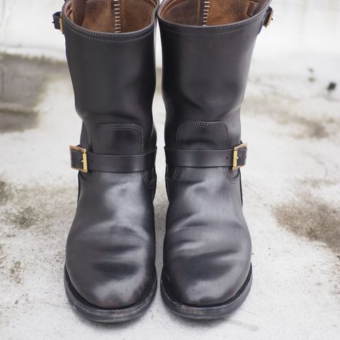 Motor Engineer Boots in Black Hand-Dyed Italian Horsebutt