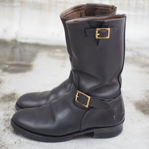 Motor Engineer Boots in Black Hand-Dyed Italian Horsebutt