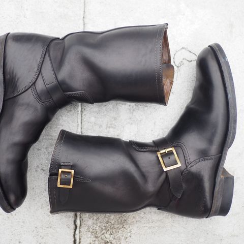 Motor Engineer Boots in Black Hand-Dyed Italian Horsebutt