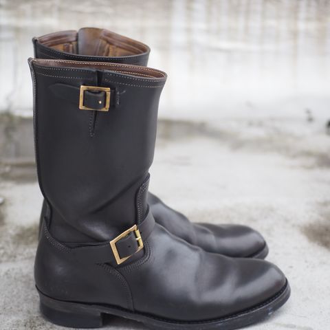 Motor Engineer Boots in Black Hand-Dyed Italian Horsebutt