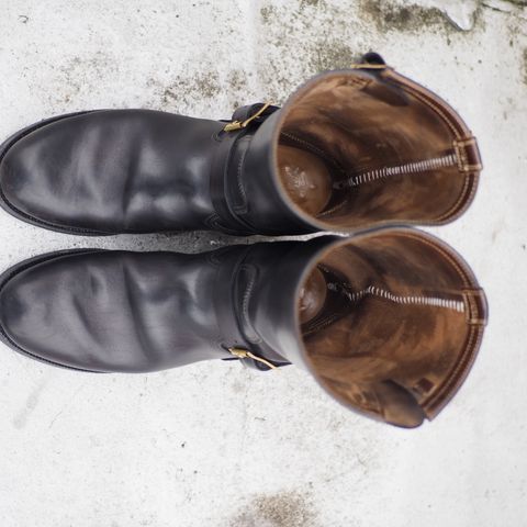 Motor Engineer Boots in Black Hand-Dyed Italian Horsebutt