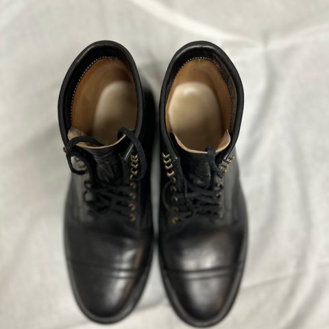 Flame Panda Service Boot in Maryam Natural Horsebutt Overdyed Brown then Black